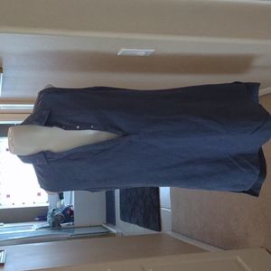 Workshop Republic clothing linen blend sleepless tunic style blue/grey dress sml